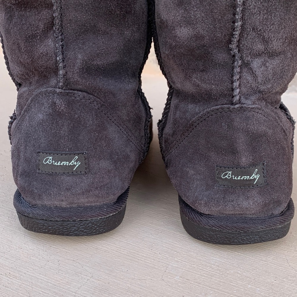 Bremby womens brown boots suede sheepskin boots size W10 cozy winter casual - Picture 2 of 16